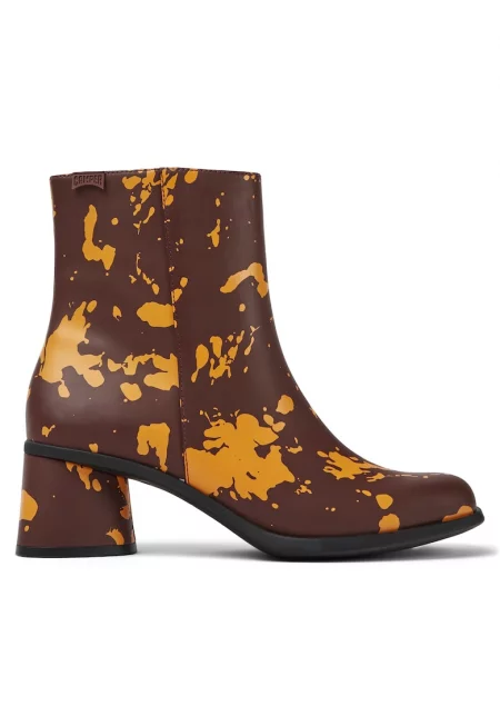 Кожени боти Kiara 947 OrthoLite - Бордо/Оранжев