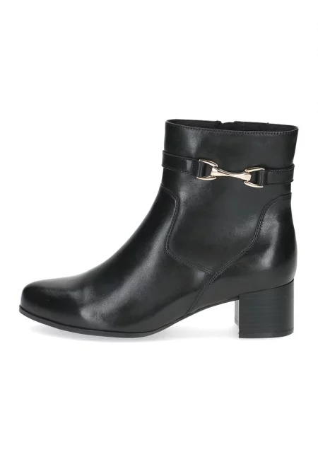 Кожени ботинки с метален детайл - Черен