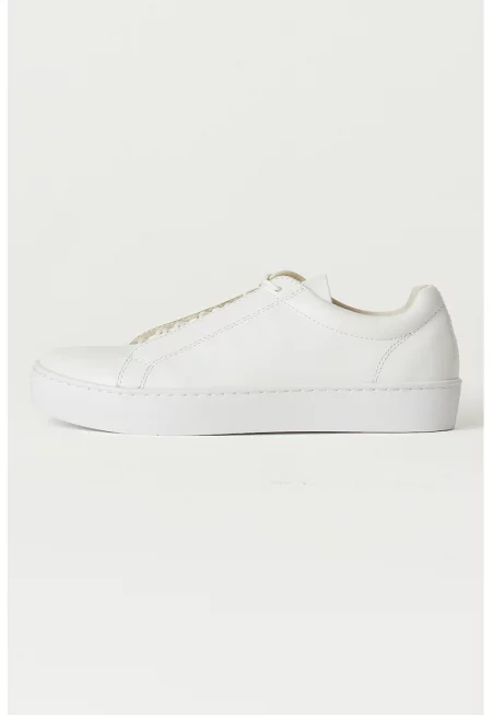 Кожени спортни обувки с връзки - Бял