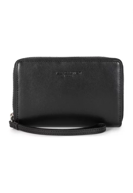 Кожено портмоне Paris с цип - Черен