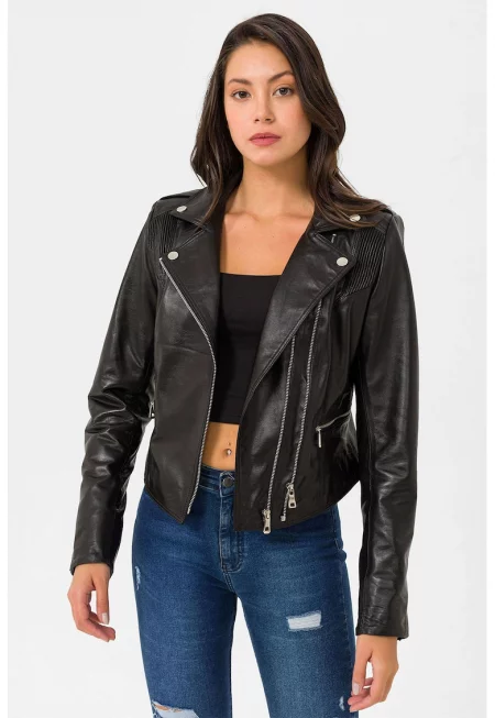 Кожено яке с маншети с цип