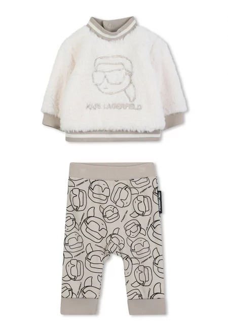 Мъхест суитшърт и спортен панталон - Бежов/Бежов