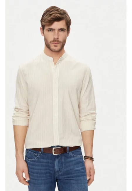 Мъжка риза -  303664848 - Лен/Памук - Бежов - Бежов