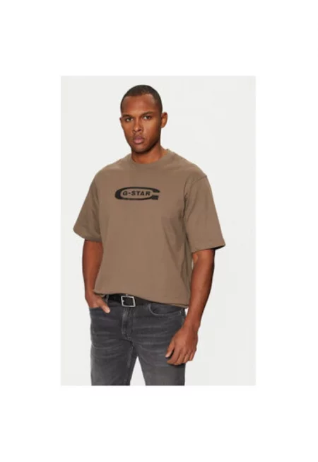 Мъжка тениска - G Star Raw - 304710315 - Органичен памук - Кафява