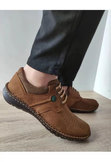 Мъжки ежедневни обувки  9560 04-2 Перфорирани - Кафяв Тютюн Набук - Кафяв