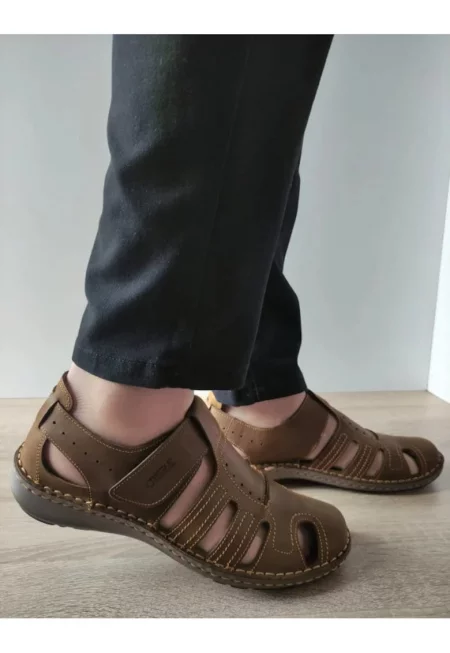 Мъжки перфорирани ежедневни обувки  9544 04-2 Кафяви Табаков Нубук - Кафяви