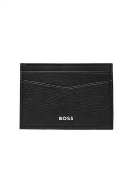 Мъжки портфейл  с картодържател - черен - кожен - 9x6 см