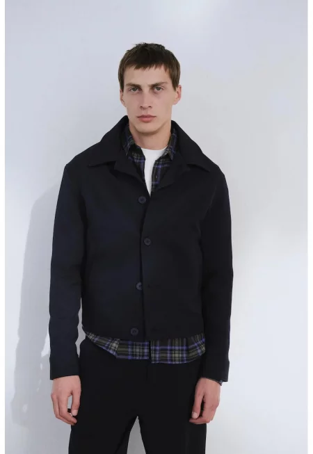 Мъжко яке  Черно Regular fit с копчета
