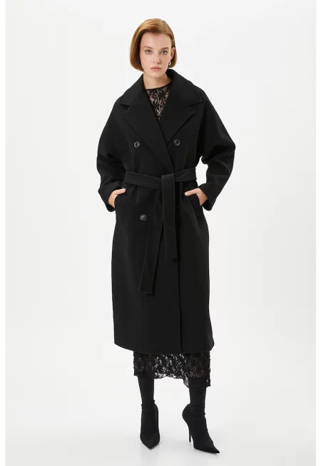 Палто със свободна кройка и колан