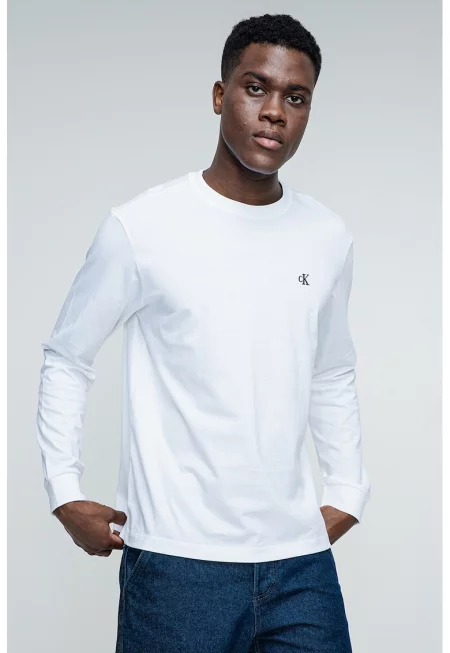 Памучна блуза с лого - Бял