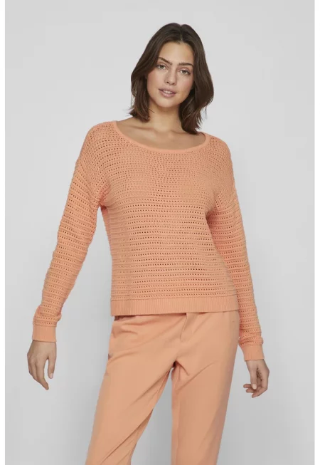 Памучна блуза с перфорации - Персийски портокал