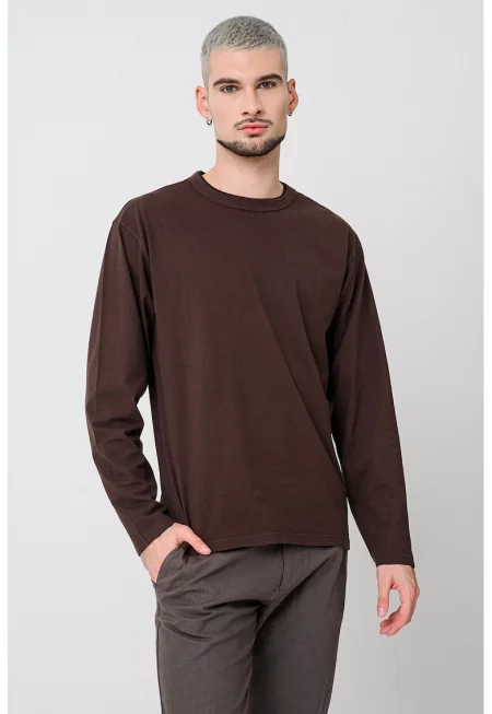 Памучна блуза - Тъмнокафяв