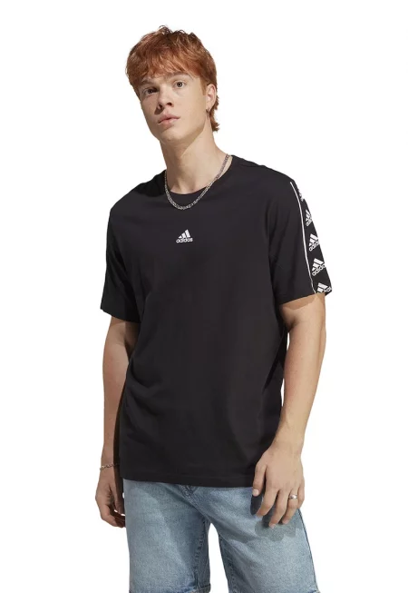 Памучна тениска с лого на ръкавите