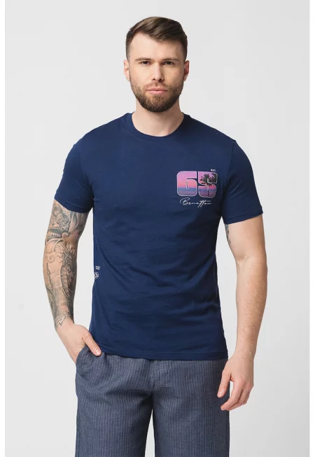 Памучна тениска с овално деколте