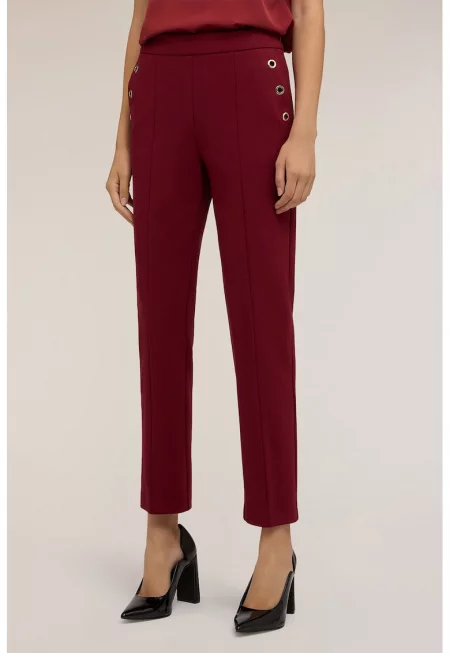 Панталон с висока талия и ръб - Бордо