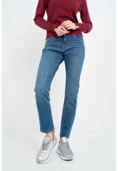 Прави дънки с 5 джоба - Светлосин