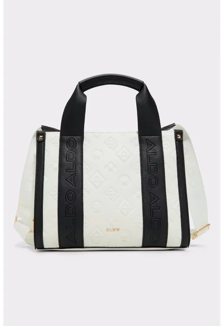 Ръчна чанта Qianwann от еко кожа - Бял/Черен