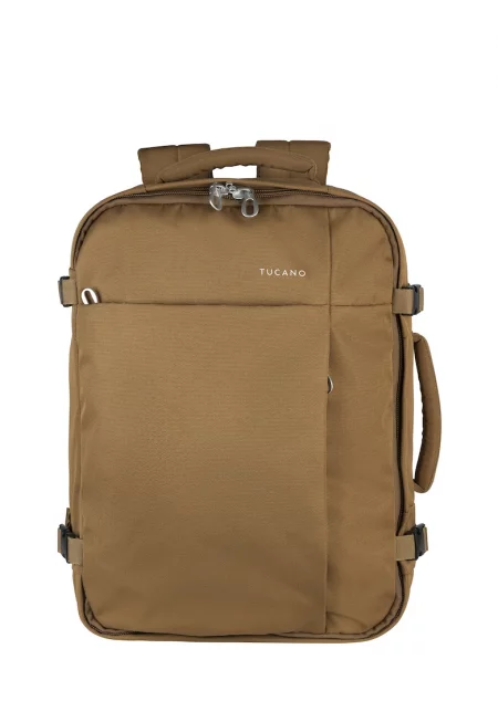 Раница с регулираща се презрамка и цип - Кафяв