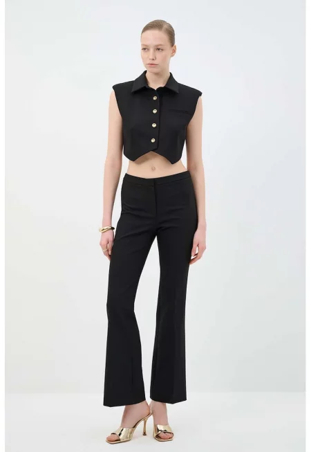 Разкроен официален панталон - Черен