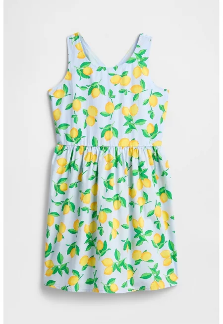 Разкроена рокля с плодова шарка