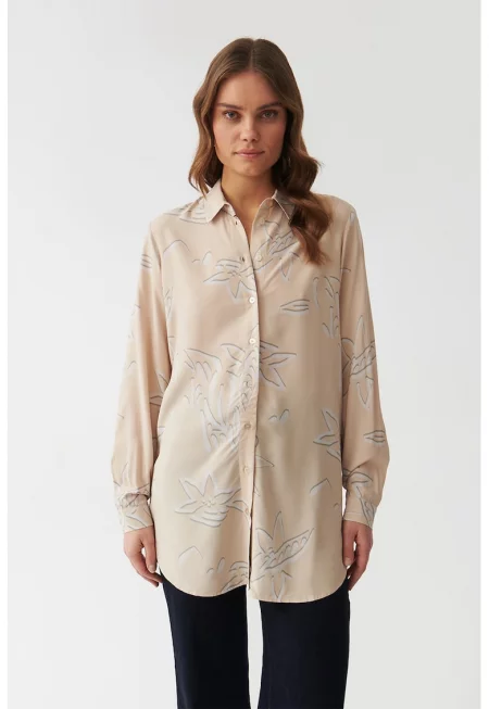 Риза Libu с флорален десен - Слонова кост