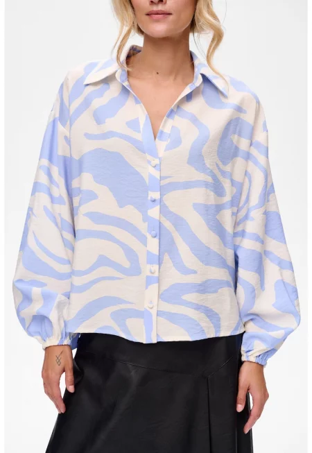 Риза с абстрактен десен и епископски ръкави Фиби