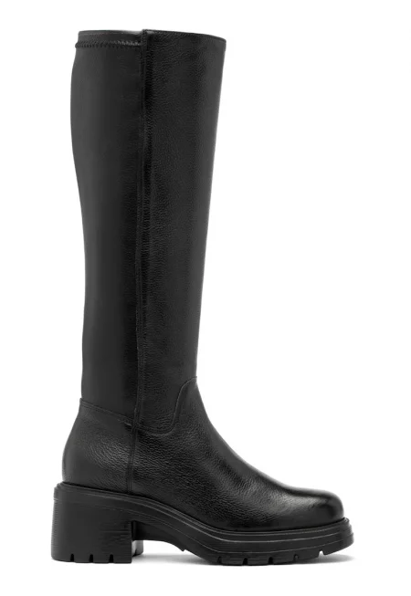 Rylko - Ботуши Honorata до коляното с кожа - Черен