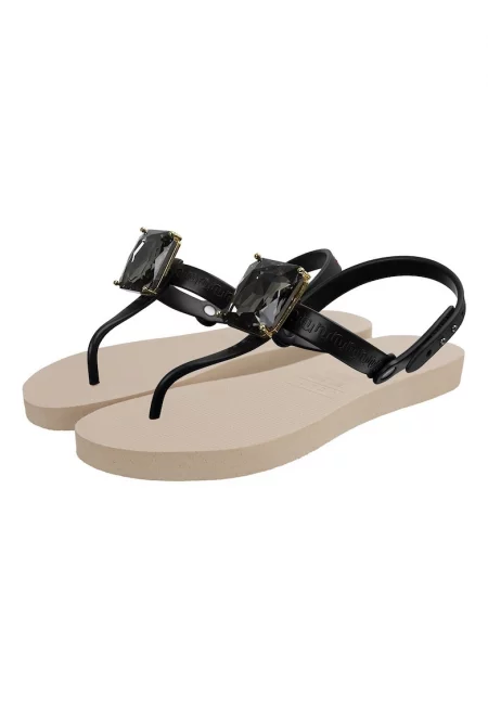 Сандали с разделител за палеца и декоративни камъни