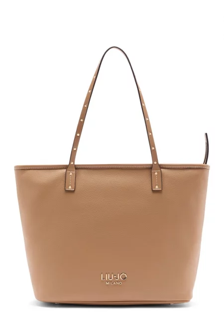 Шопинг чанта с лого - Карамел