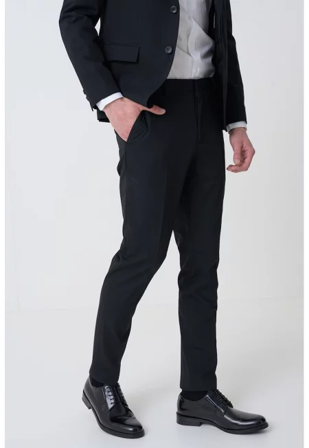 Слим панталон с вълна - Черен