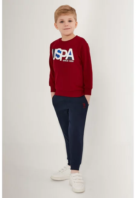 Спортен екип с лого - Ултрамарин синьо/Тъмночервен