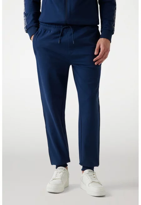 Спортен панталон с лого и връзки - Индигово синьо