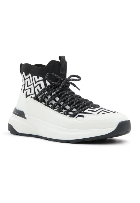 Спортни обувки Everlynn със средновисок профил и лого - Бял/Черен