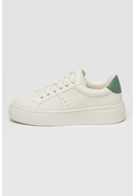 Спортни обувки от еко кожа - Бял/Зелени аспержи