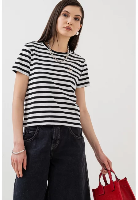 Стандартна тениска от органичен памук - Бял/Черен