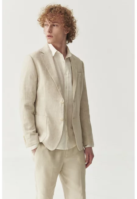 Стандартно ленено сако - Бежов