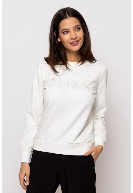 Суитшърт Dame с бродирано лого - Слонова кост