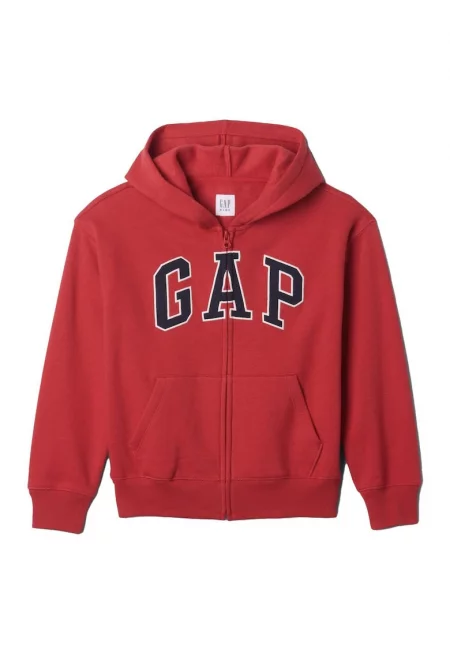 Суитшърт с качулка  с цип по цялата дължина и лого 64541601