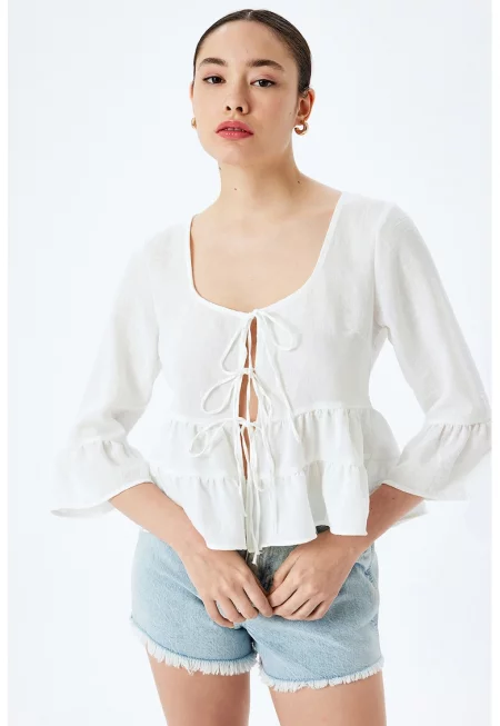 Свободна блуза с квадратно деколте