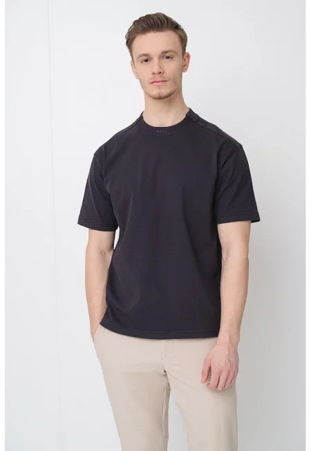 Свободна памучна тениска - Избеляло черно