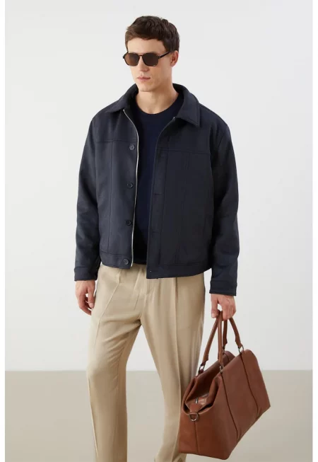 Свободно яке с плюшена вата - Ултрамарин синьо