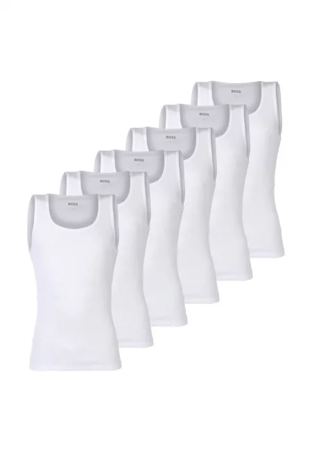 Танк топ с рипс - 6 чифта - Бял