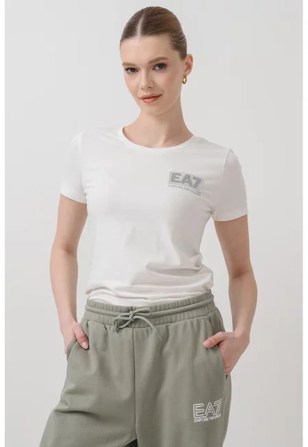 Тениска с овално деколте - Бял