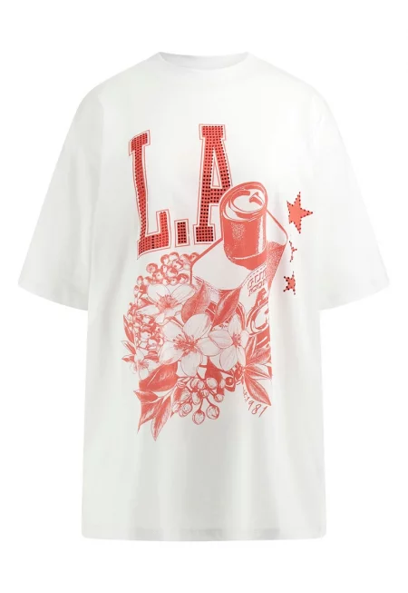 Тениска с шарка и паднали ръкави