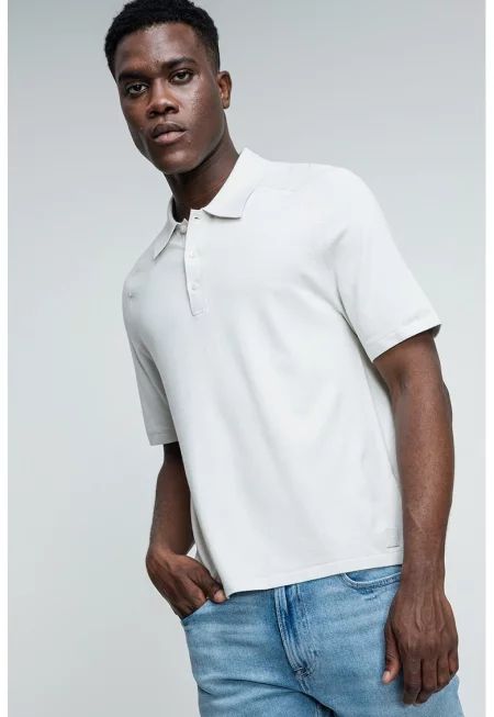 Тениска с яка - Слонова кост