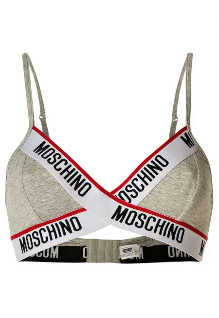 Триъгълен сутиен с лого - Сив