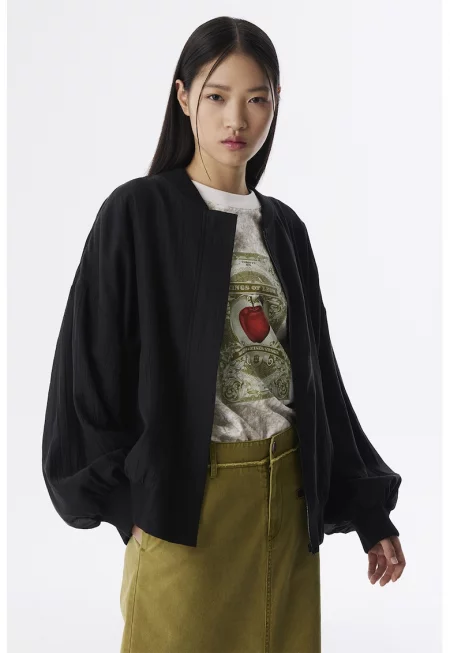 Углемено яке с лиосел с ниска яка - Черен