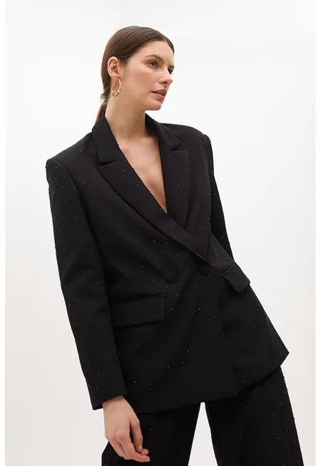 Уголемено двуредно сако - Черен