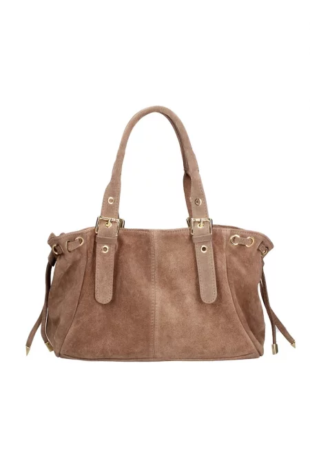 Велурена чанта за рамо Lumena Lux - Сиво-кафяв