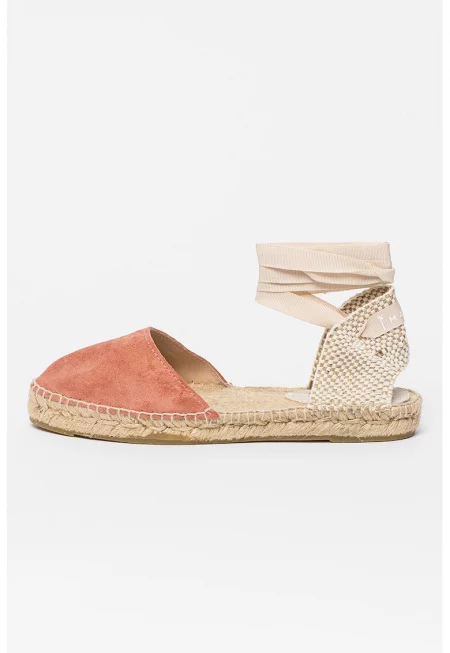 Велурени еспадрили - Бежов/Бледочервен